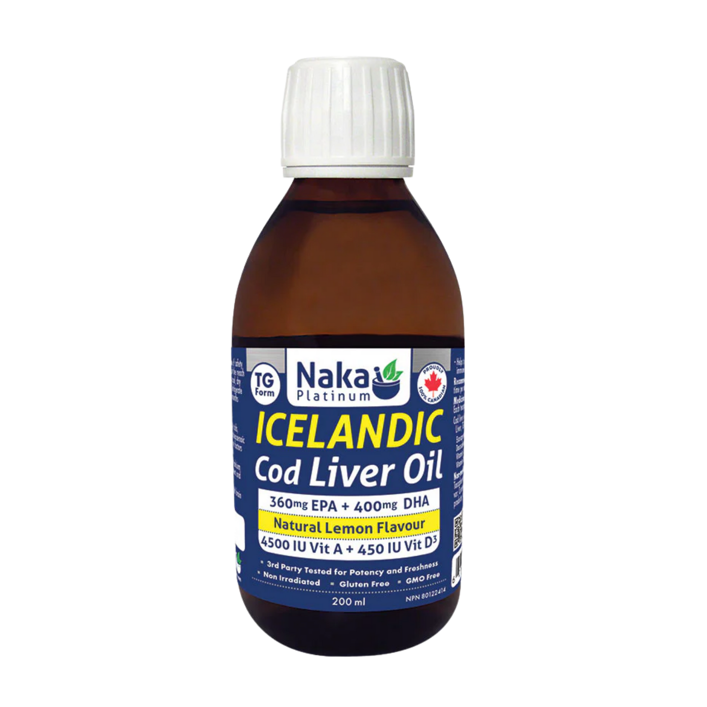 Naka Platinum Icelandic Cod Liver Oil 200 mL Natural Lemon