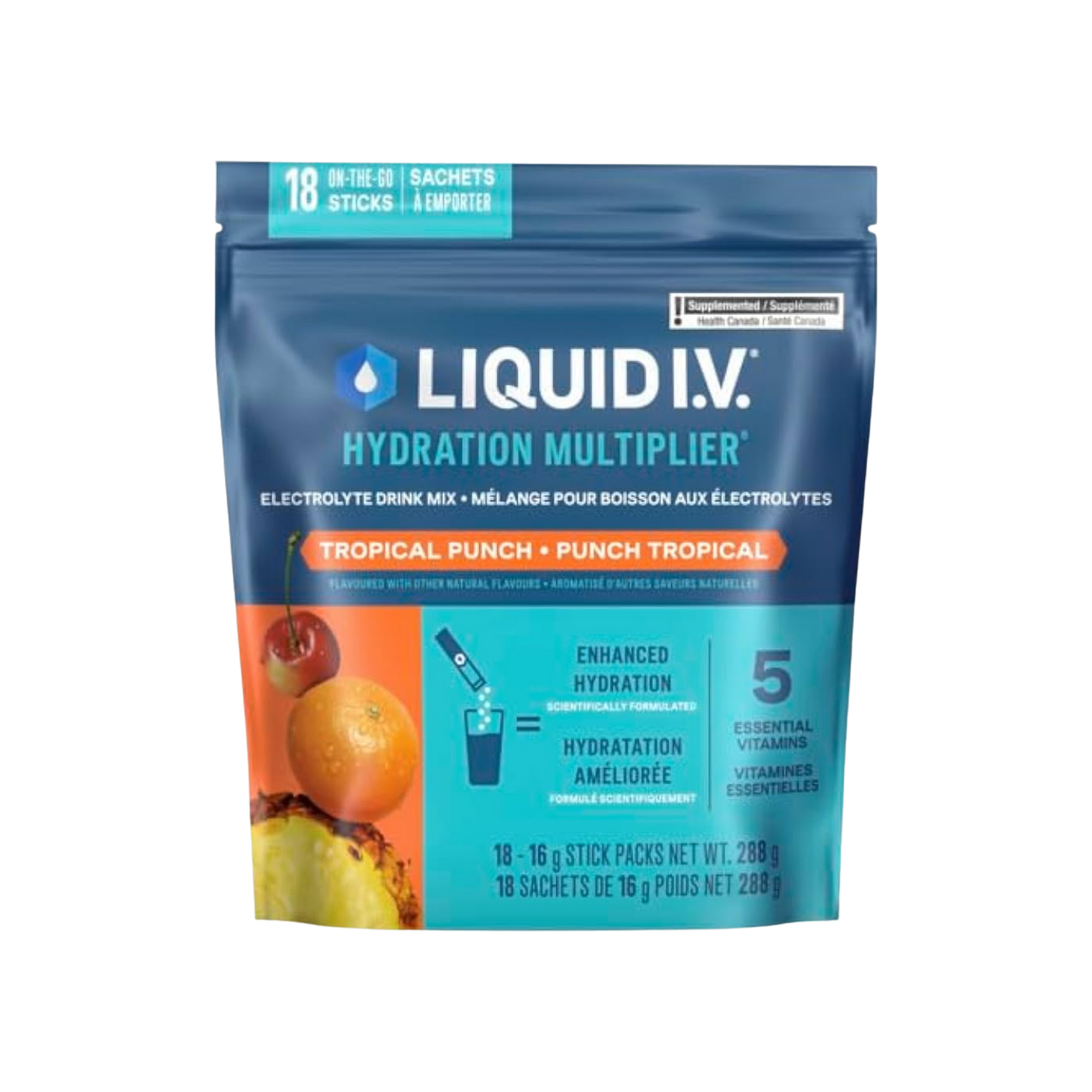 Liquid IV Hydration Multiplier Tropical Punch 16 Packets