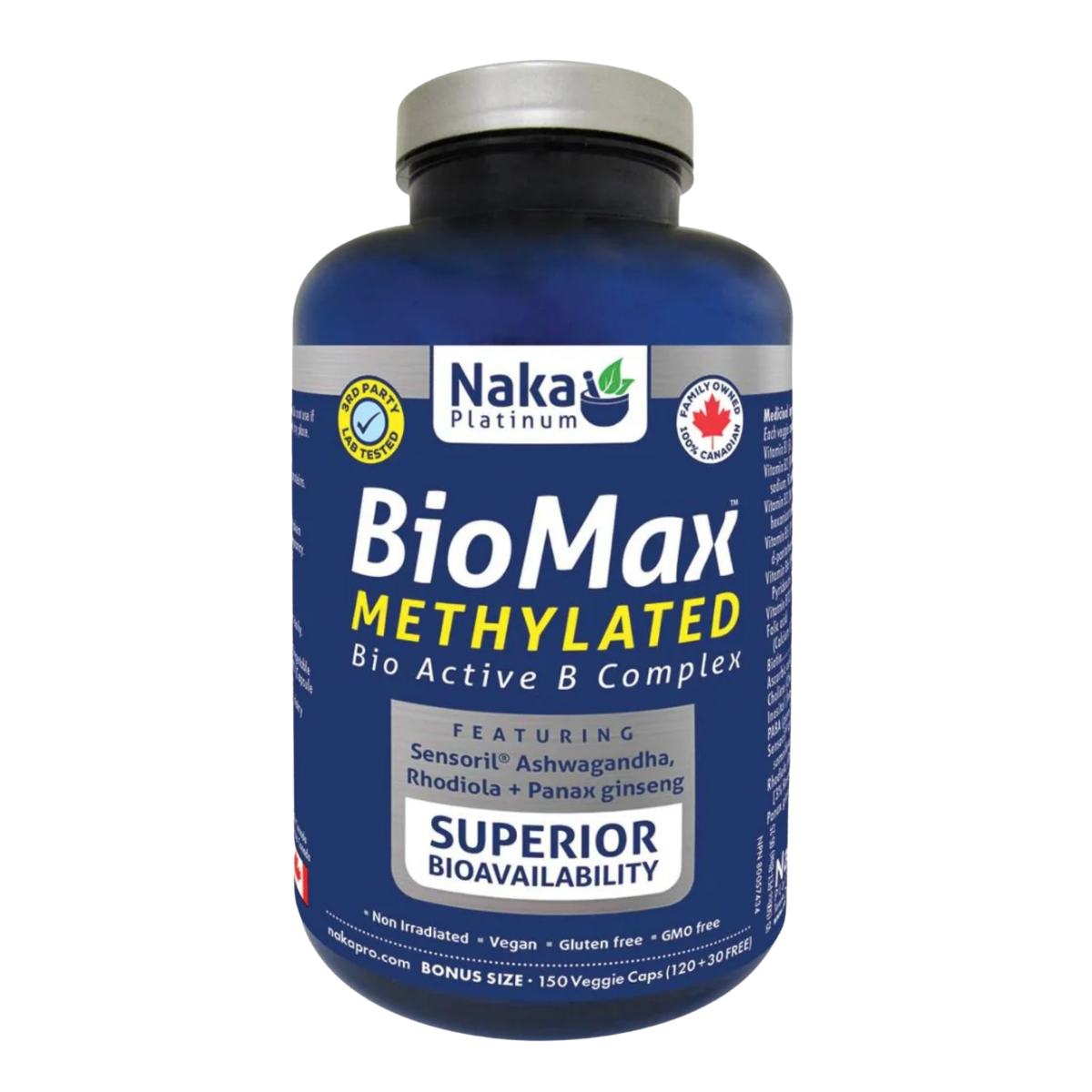 Naka Bio Max Methylated Bioactive B Complex 60 Capsules