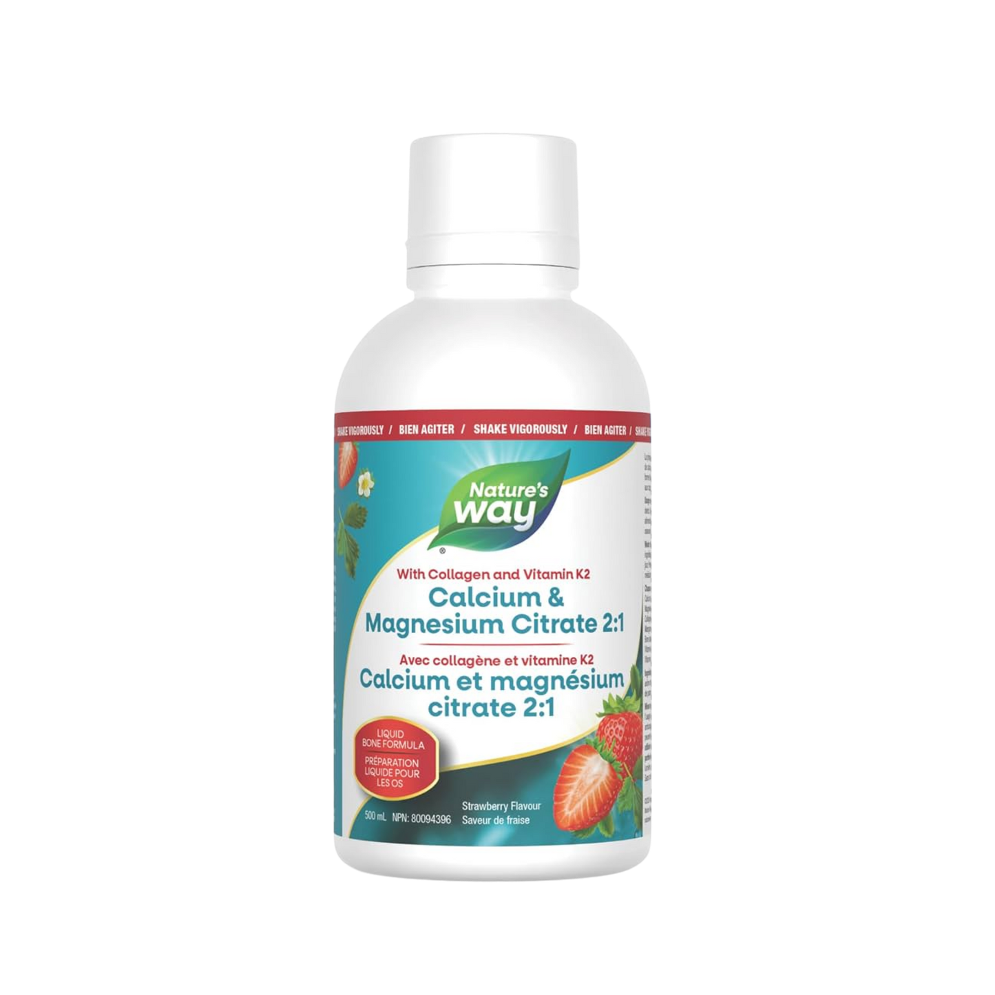 Nature's Way Calcium Magnesium Citrate 2:1 Liquid Bone Formula Strawberry 500 mL