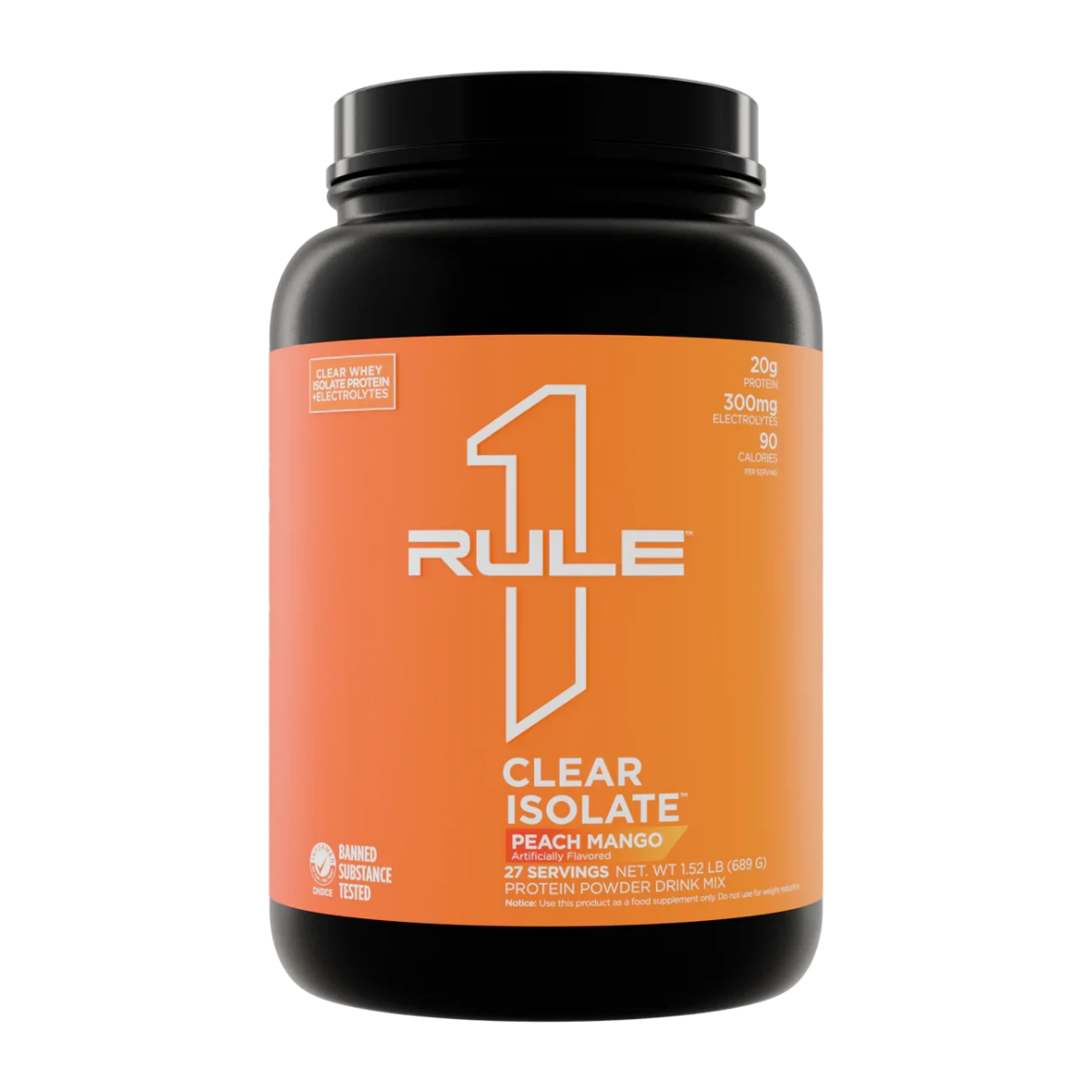 Rule One Clear Whey Isolate Peach Mango 1.52 lb 27 Servings