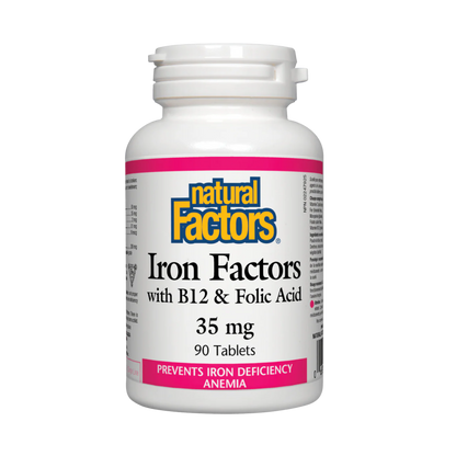 Natural Factors Iron Factors with B12 and Folic Acid 35 mg 90 Tablets