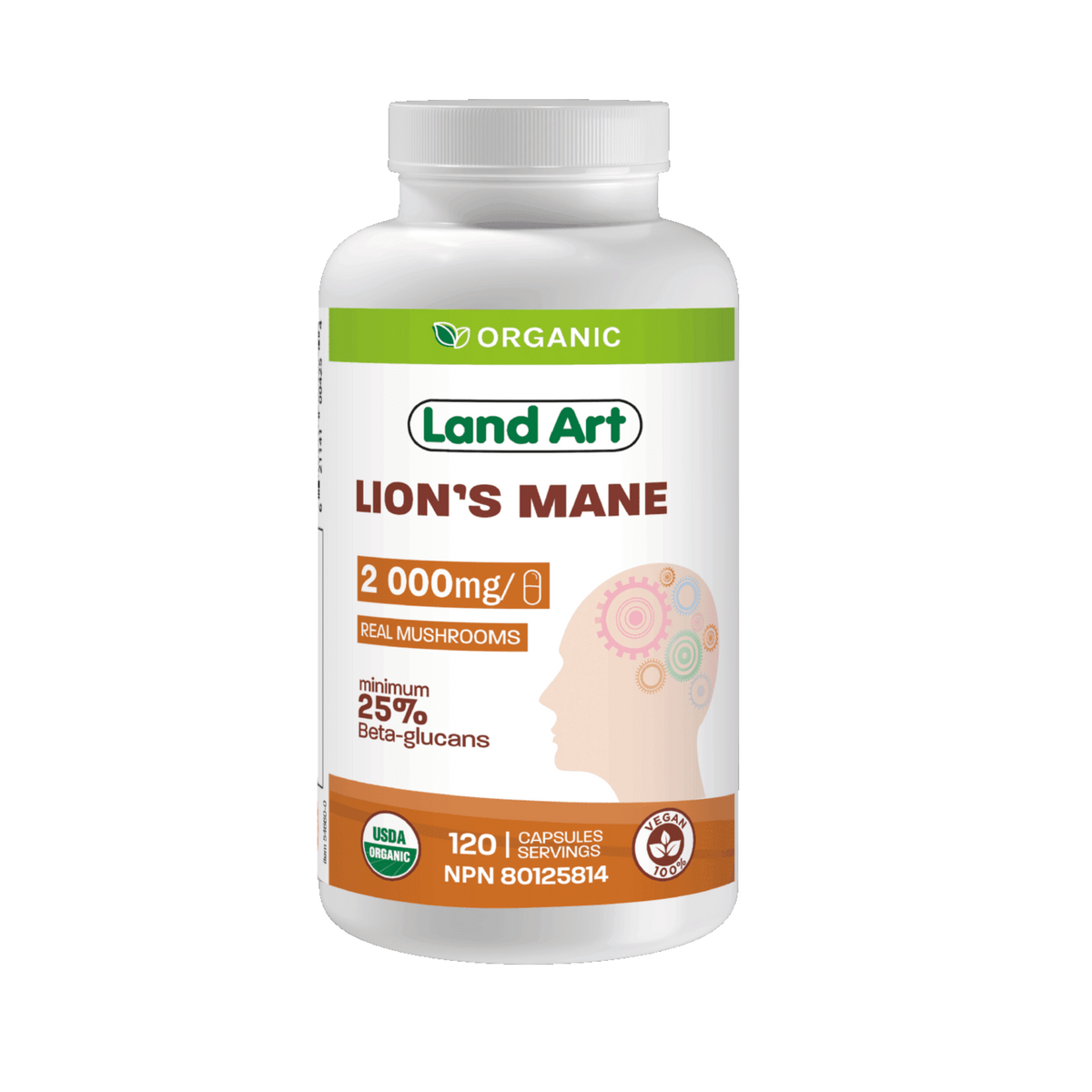 Land Art Lion's Mane 2000 mg 120 Capsules