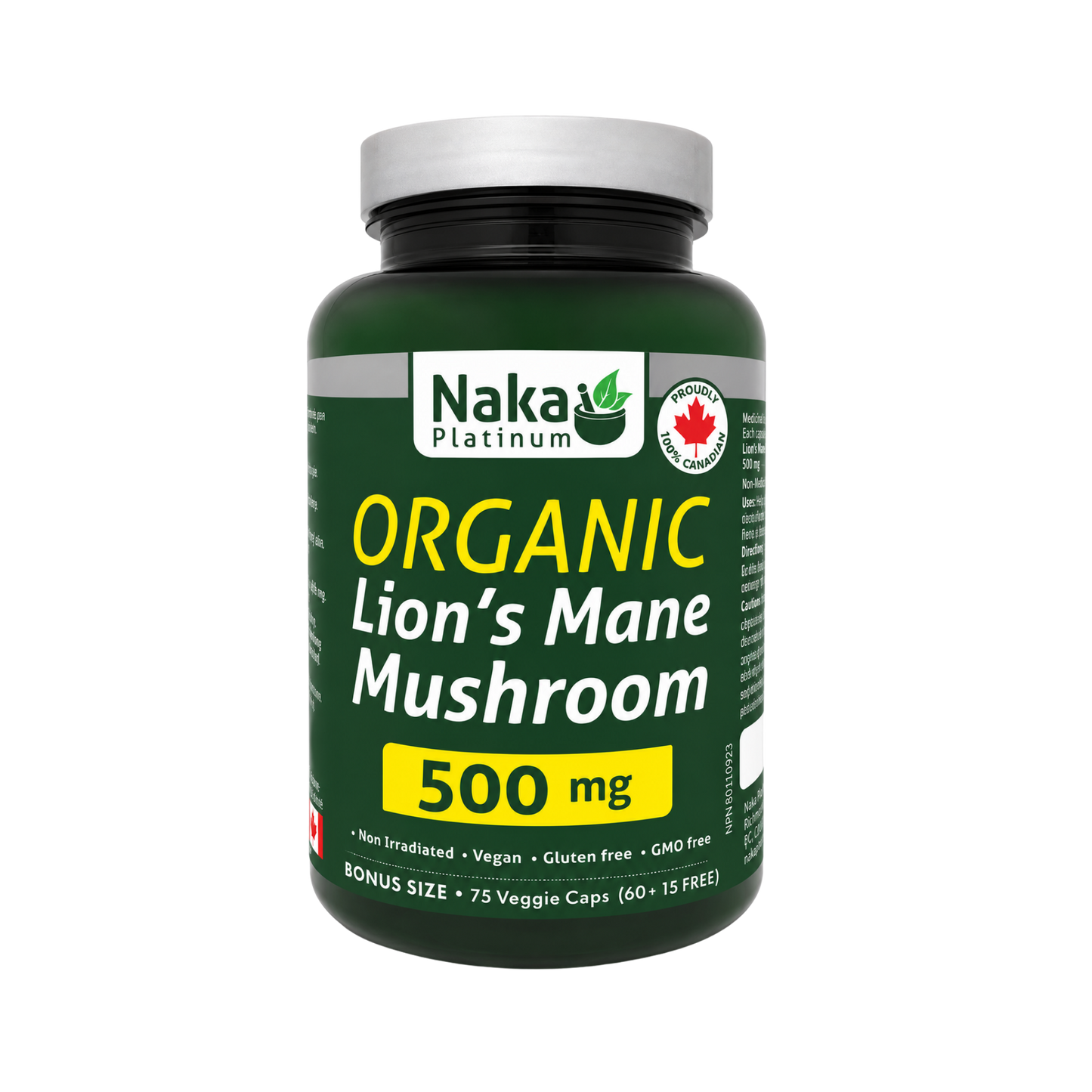 Organika Lion's Mane Mushroom 500 mg 75 Capsules