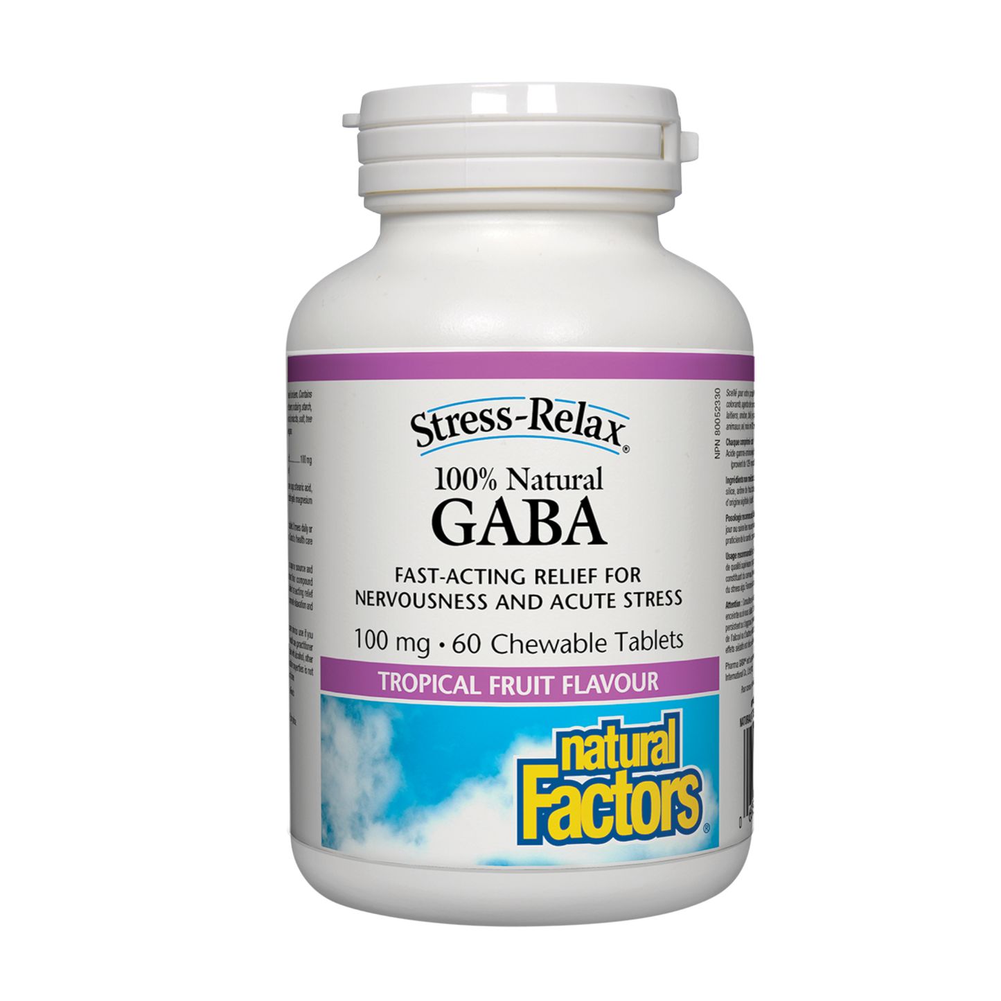 Natural Factors Stress-Relax GABA 100 mg 60 Chewable Tablets