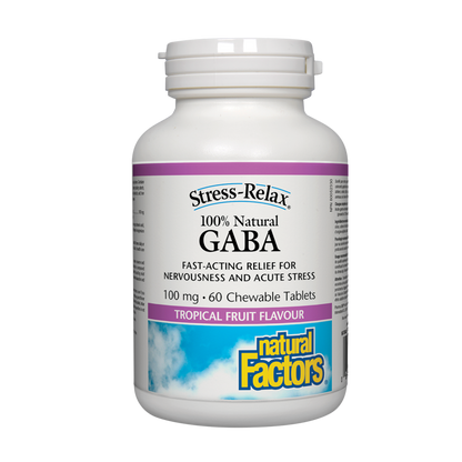 Natural Factors Stress-Relax GABA 100 mg 60 Chewable Tablets