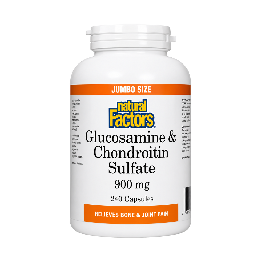 Natural Factors Glucosamine & Chondroitin 900 mg 240 Capsules Jumbo Size