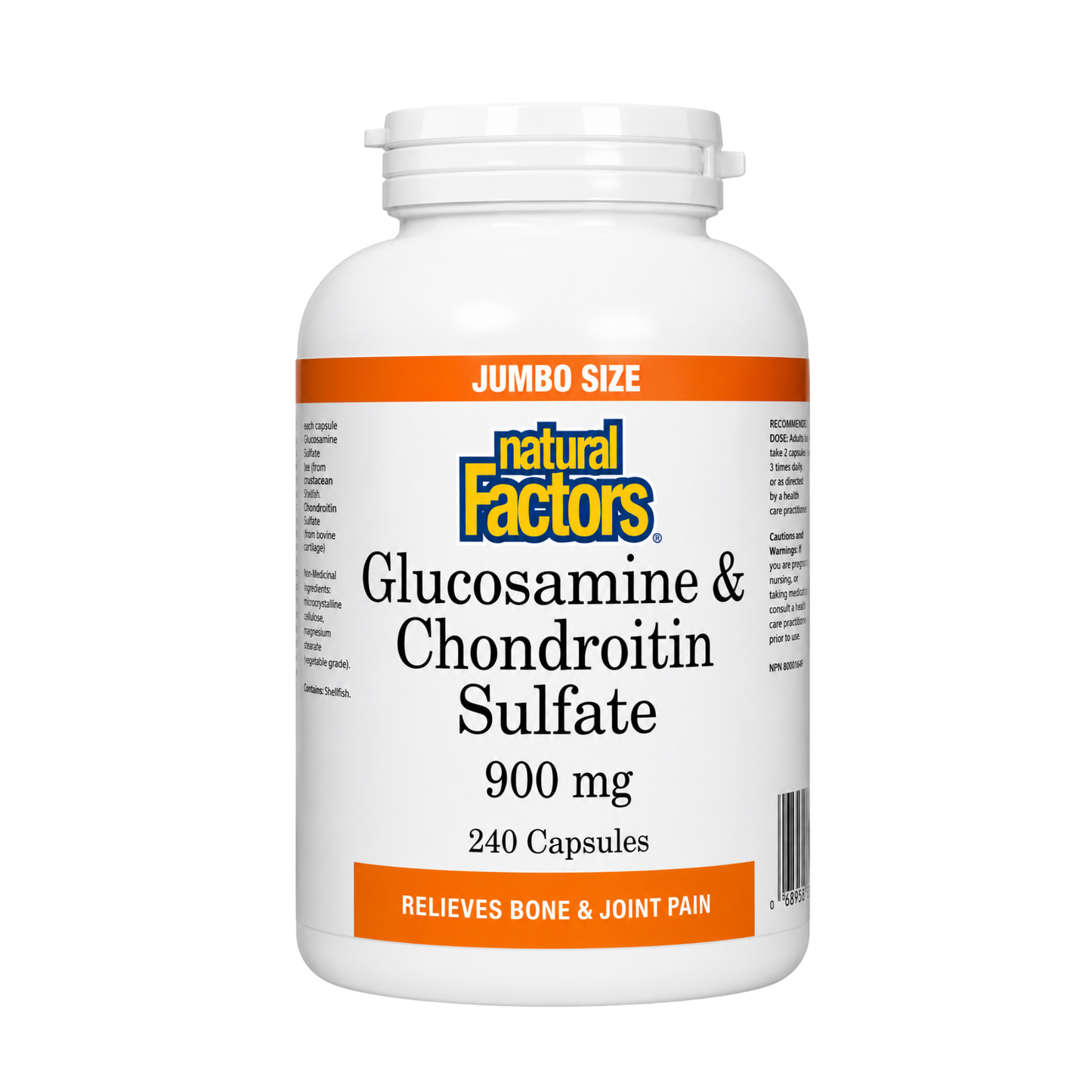 Natural Factors Glucosamine & Chondroitin 900 mg 240 Capsules Jumbo Size