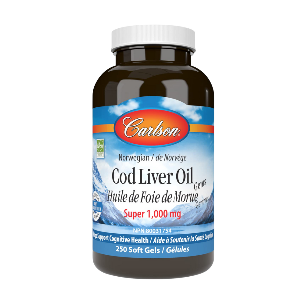 Carlson Wild Norwegian Cod Liver Oil 1000 mg 250 Softgels
