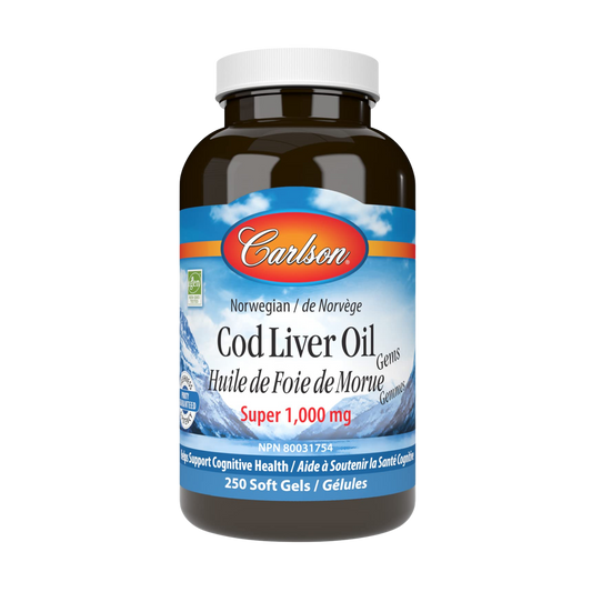 Carlson Wild Norwegian Cod Liver Oil 1000 mg 250 Softgels