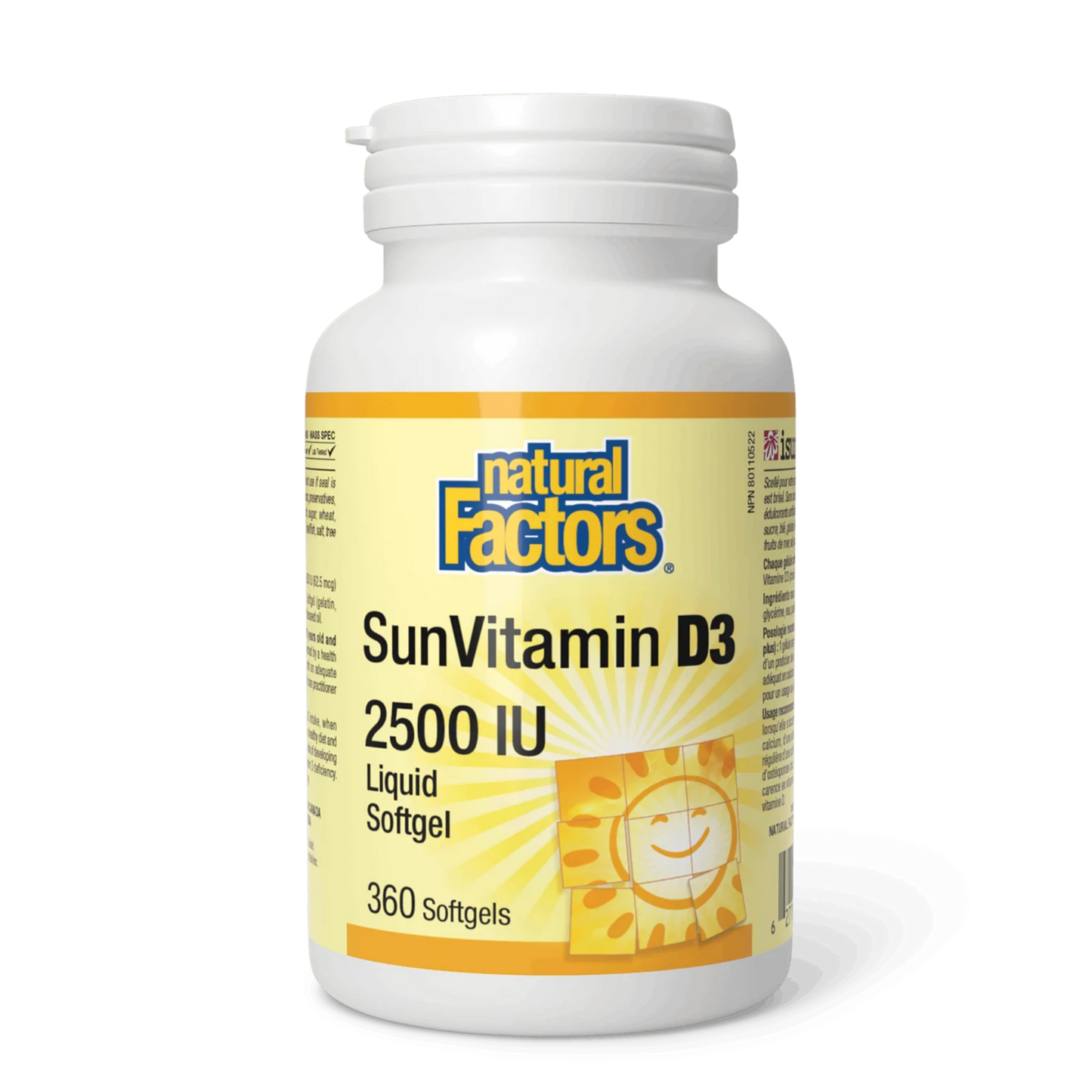 Natural Factors Vitamin D3 2500 IU 360 Softgels