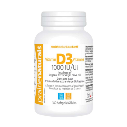 Prairie Naturals Vitamin D3 1000 IU 180 Softgels