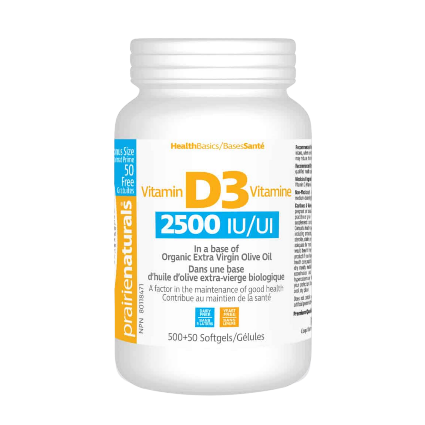 Prairie Naturals Vitamin D3 2500 IU 550 Softgels