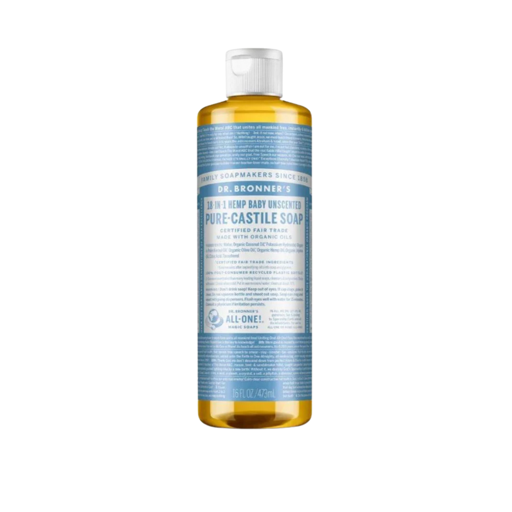 Dr Bronner's 18-in-1 Baby Unscented Pure Castile Soap 473 mL