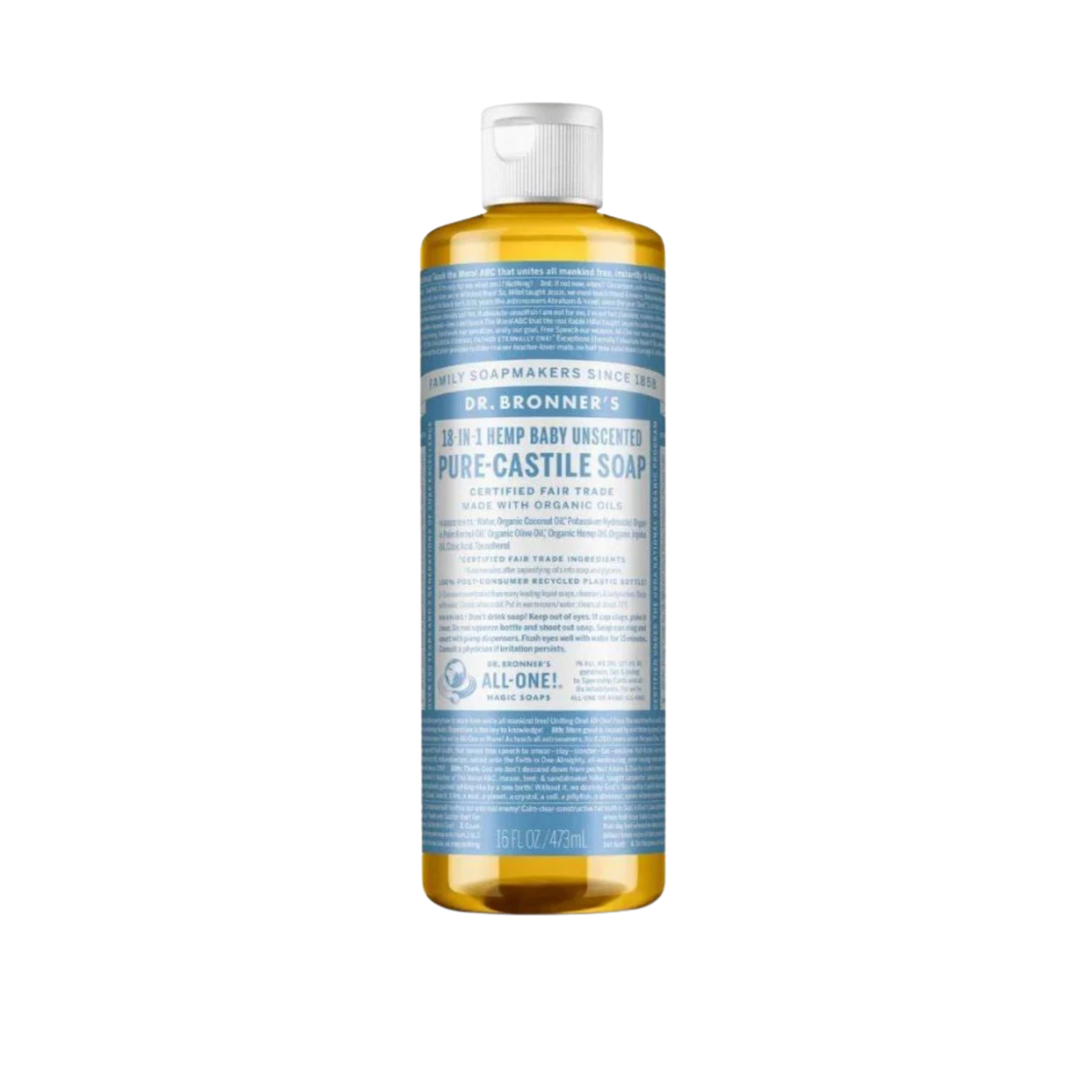 Dr Bronner's 18-in-1 Baby Unscented Pure Castile Soap 473 mL