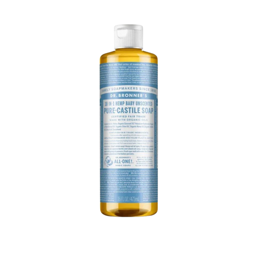Dr Bronner's 18-in-1 Baby Unscented Pure Castile Soap 473 mL