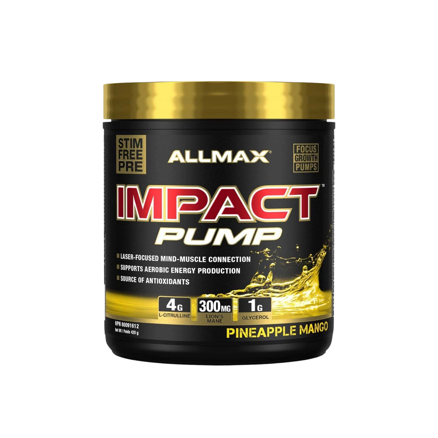 Allmax Impact Pump Stim-Free Pre-Workout Pineapple Mango 420 g