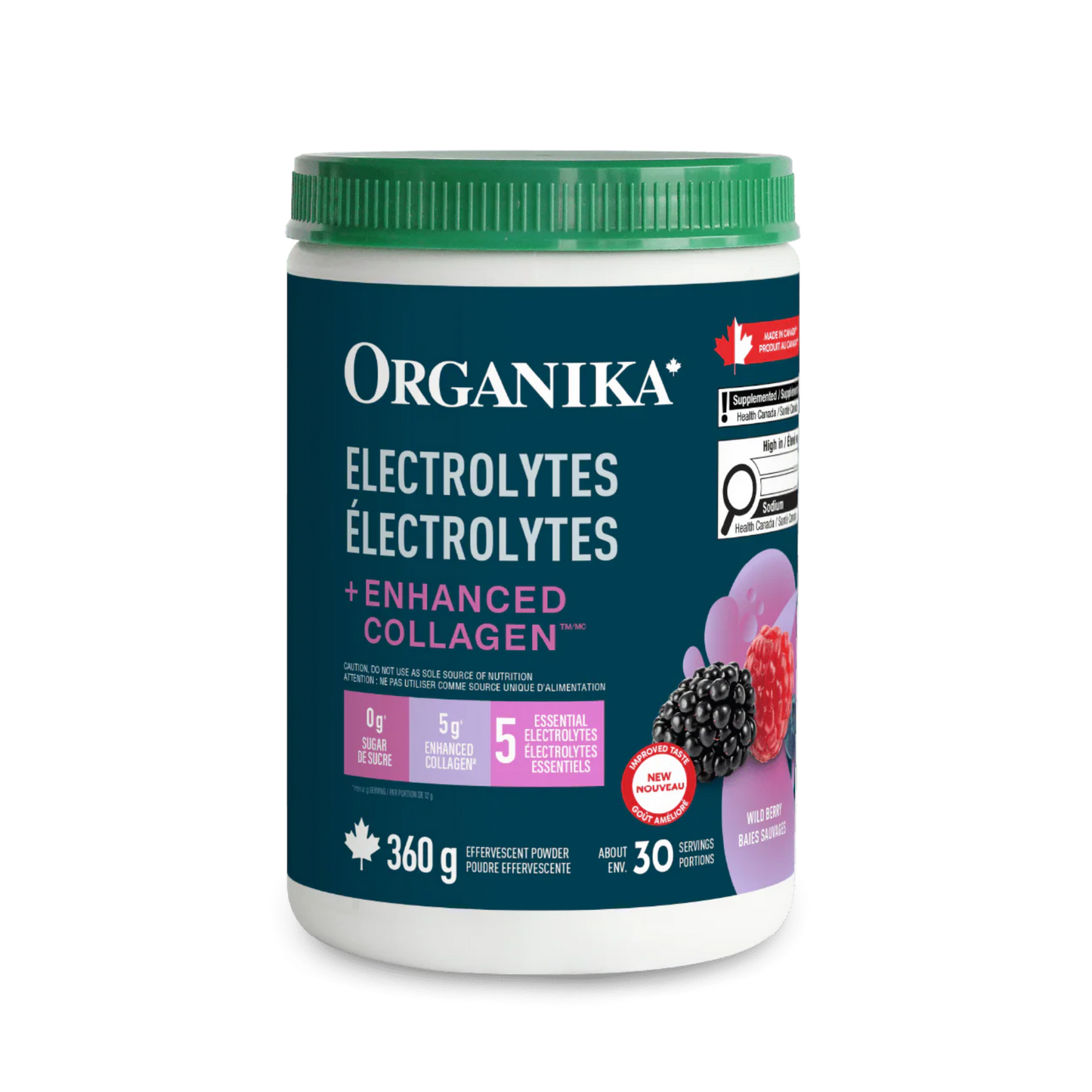 Organika Electrolytes Plus Enhanced Collagen Wild Berry 360 g
