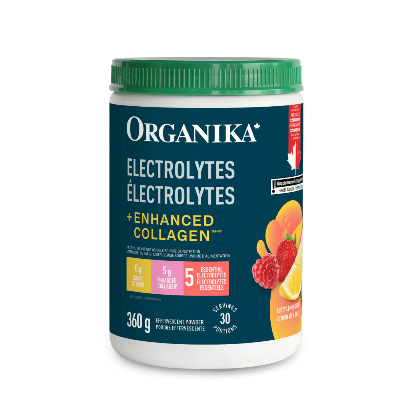 Organika Electrolytes Plus Enhanced Collagen Zesty Lemon Berry 360 g