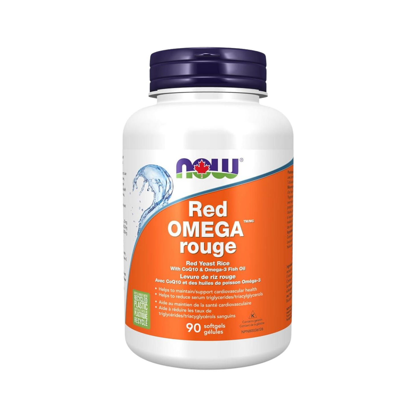 NOW Red Omega Red Yeast Rice CoQ10 Omega-3 90 Softgels