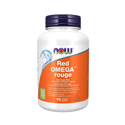 NOW Red Omega Red Yeast Rice CoQ10 Omega-3 90 Softgels