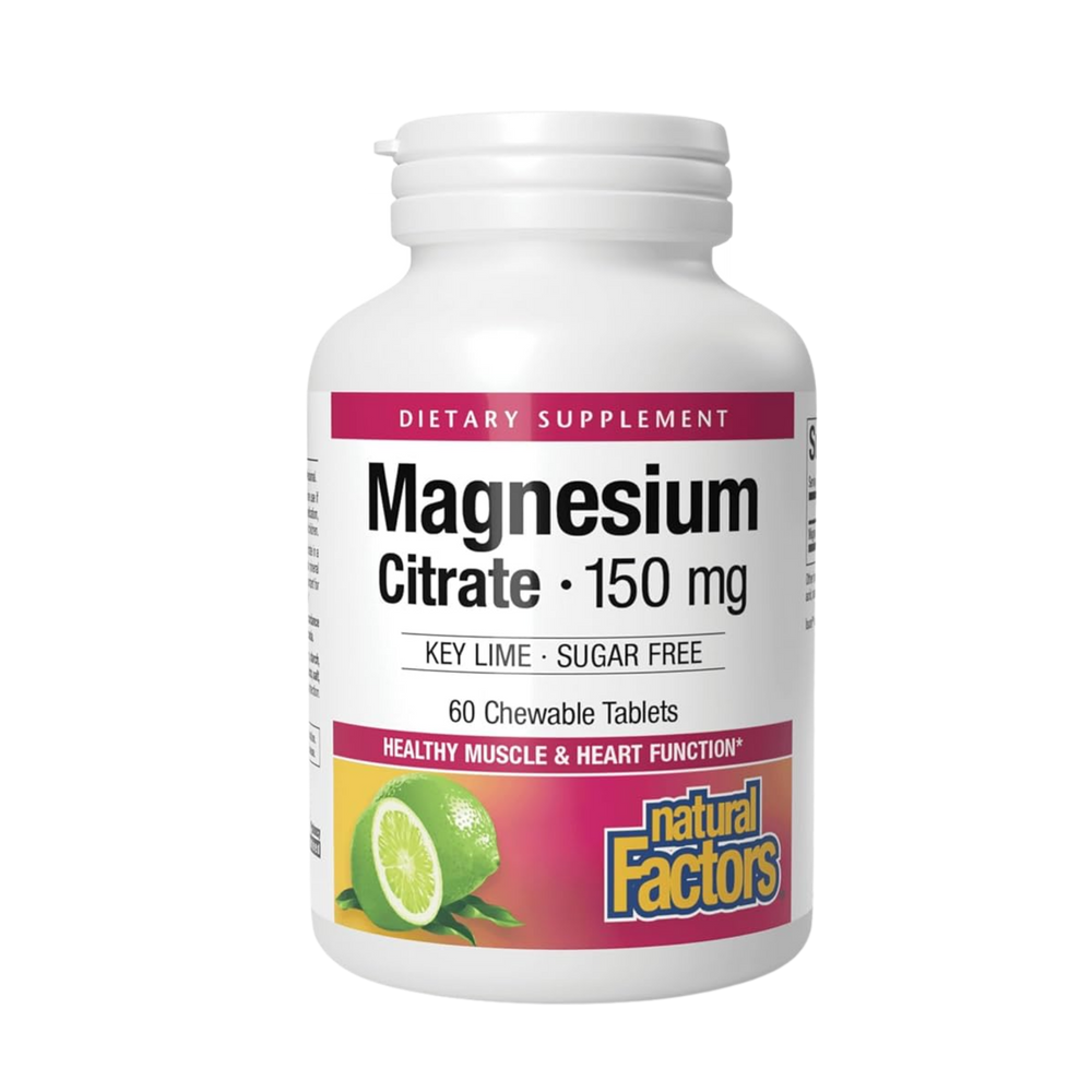 Natural Factors Magnesium Citrate Chewable Key Lime 150 mg 60 Tablets