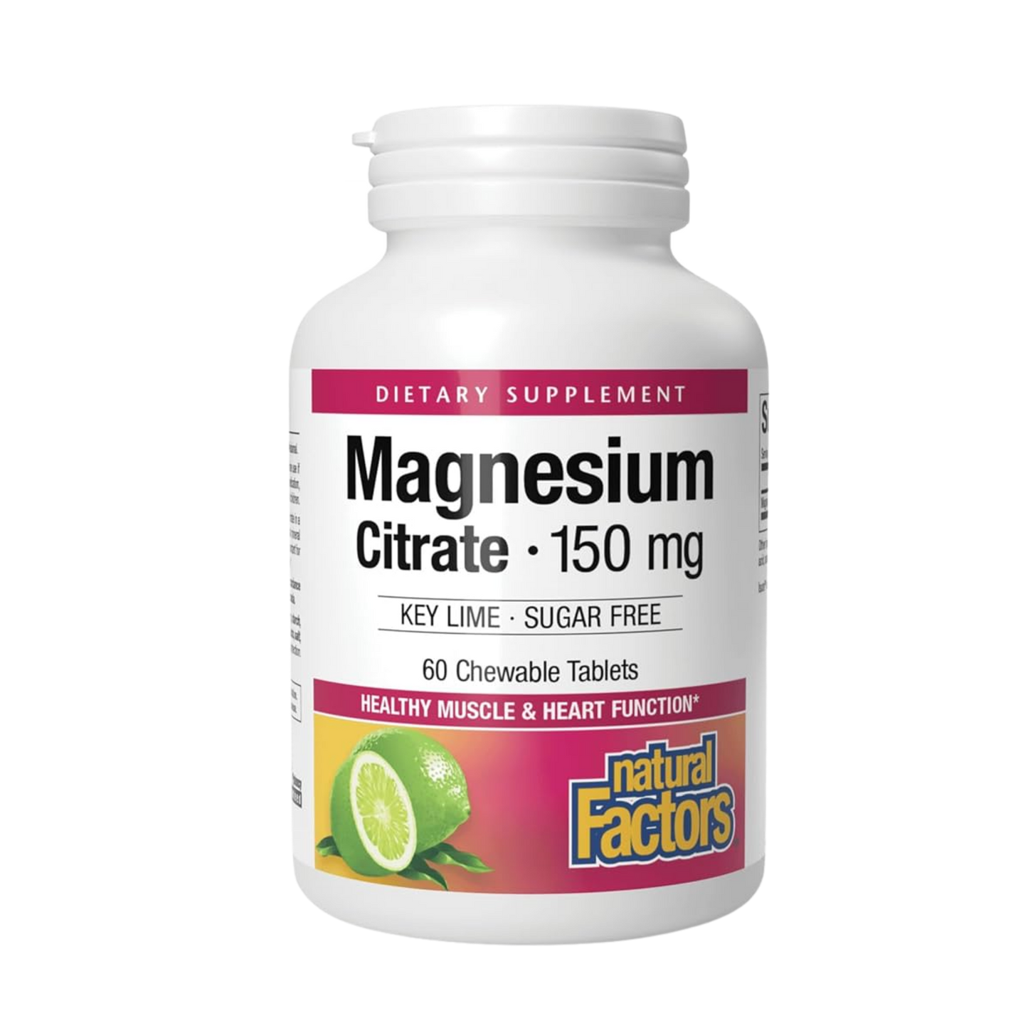 Natural Factors Magnesium Citrate Chewable Key Lime 150 mg 60 Tablets