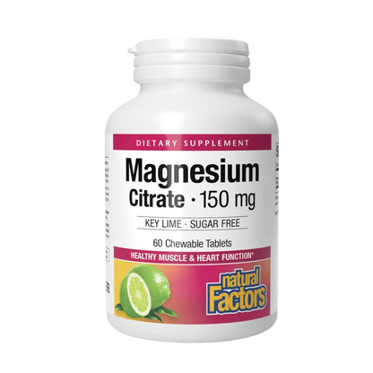 Natural Factors Magnesium Citrate Chewable Key Lime 150 mg 60 Tablets