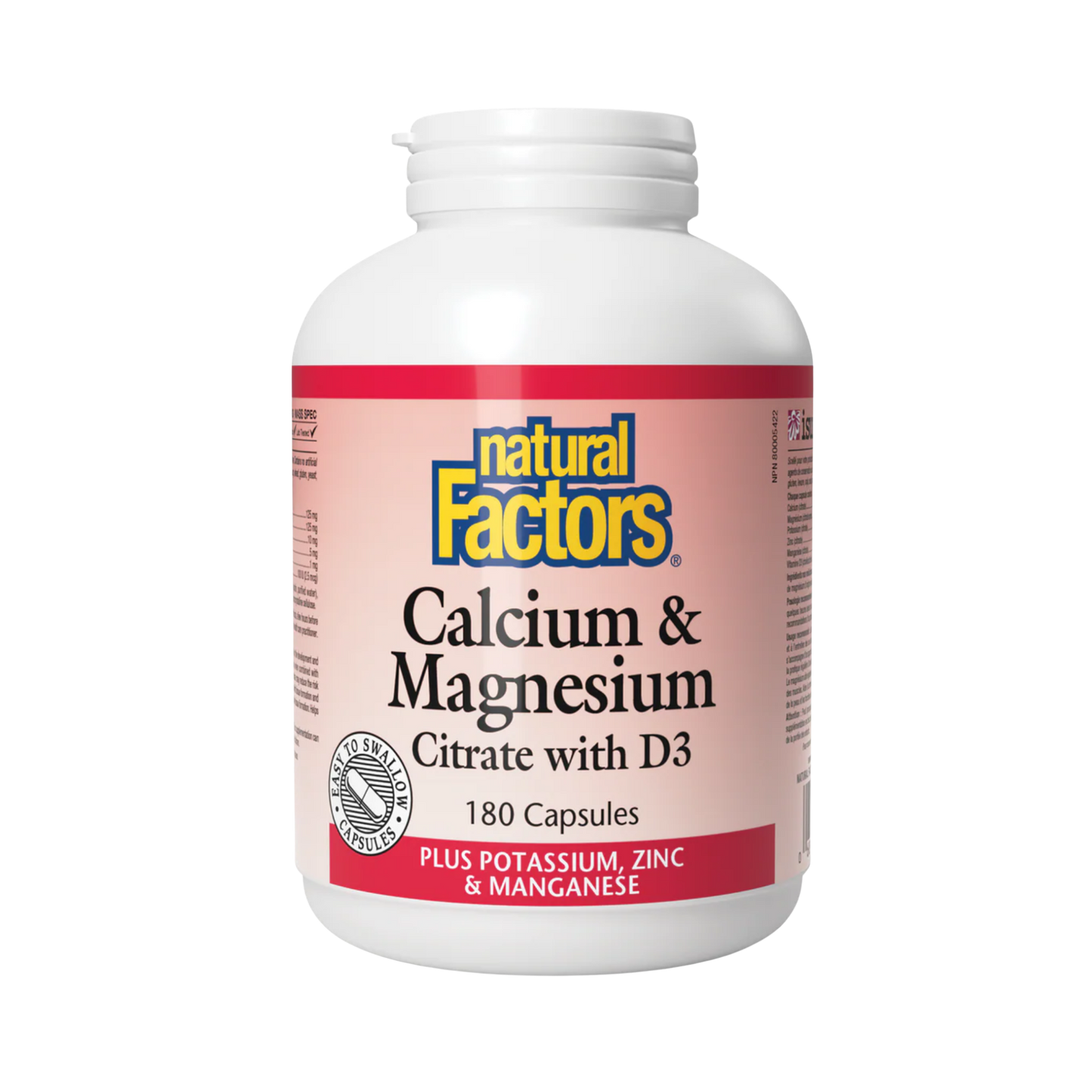 Natural Factors Calcium Magnesium Citrate 180 Tablets