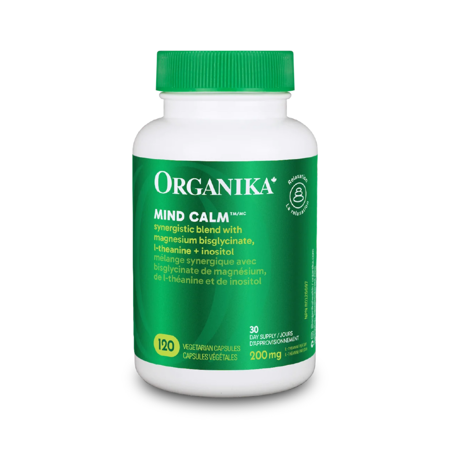 Organika Mind Calm Magnesium L-Theanine Inositol 120 Capsules