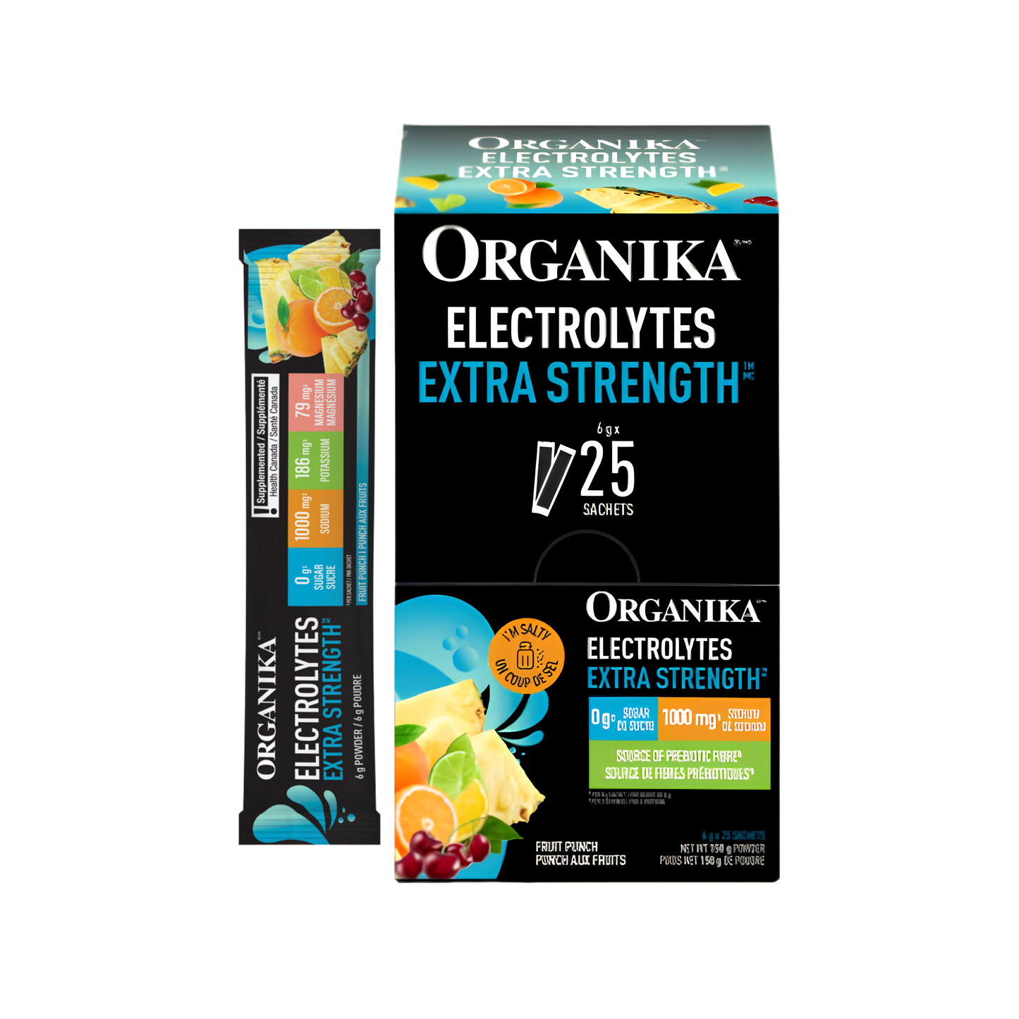 Organika Electrolytes Extra Strength Fruit Punch Packet Box