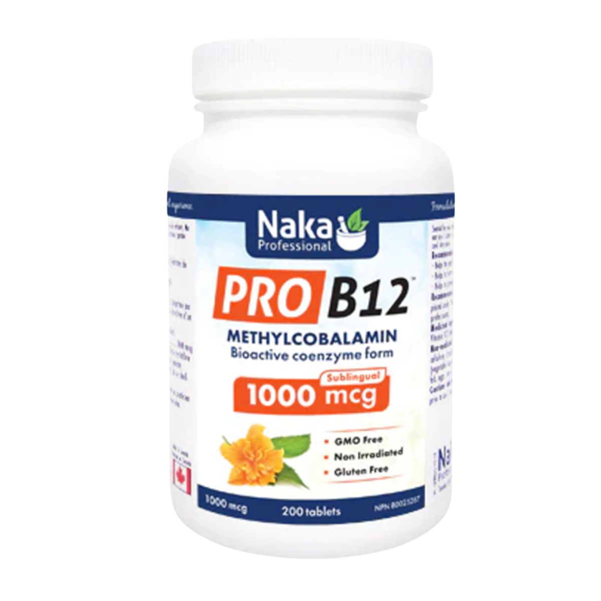 Naka Professional Pro B12 Bioactive Coenzyme Form 1000 mcg Sublingual 200 Tablets
