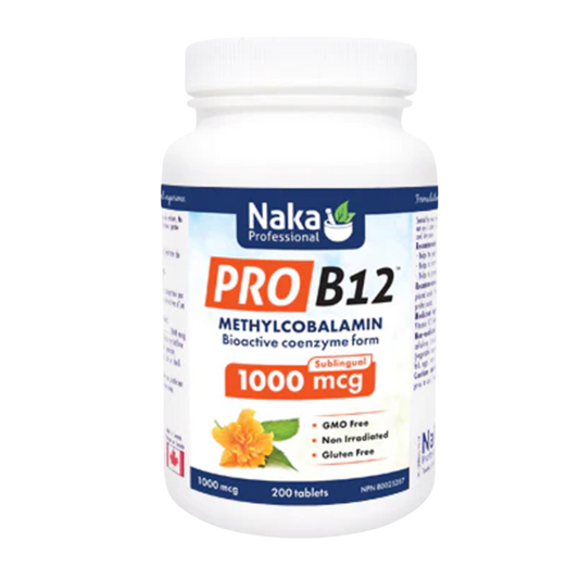 Naka Professional Pro B12 Bioactive Coenzyme Form 1000 mcg Sublingual 200 Tablets