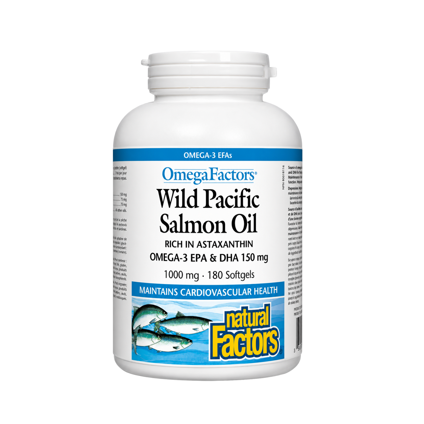 Natural Factors Wild Pacific Salmon Oil 1000 mg 180 Softgels
