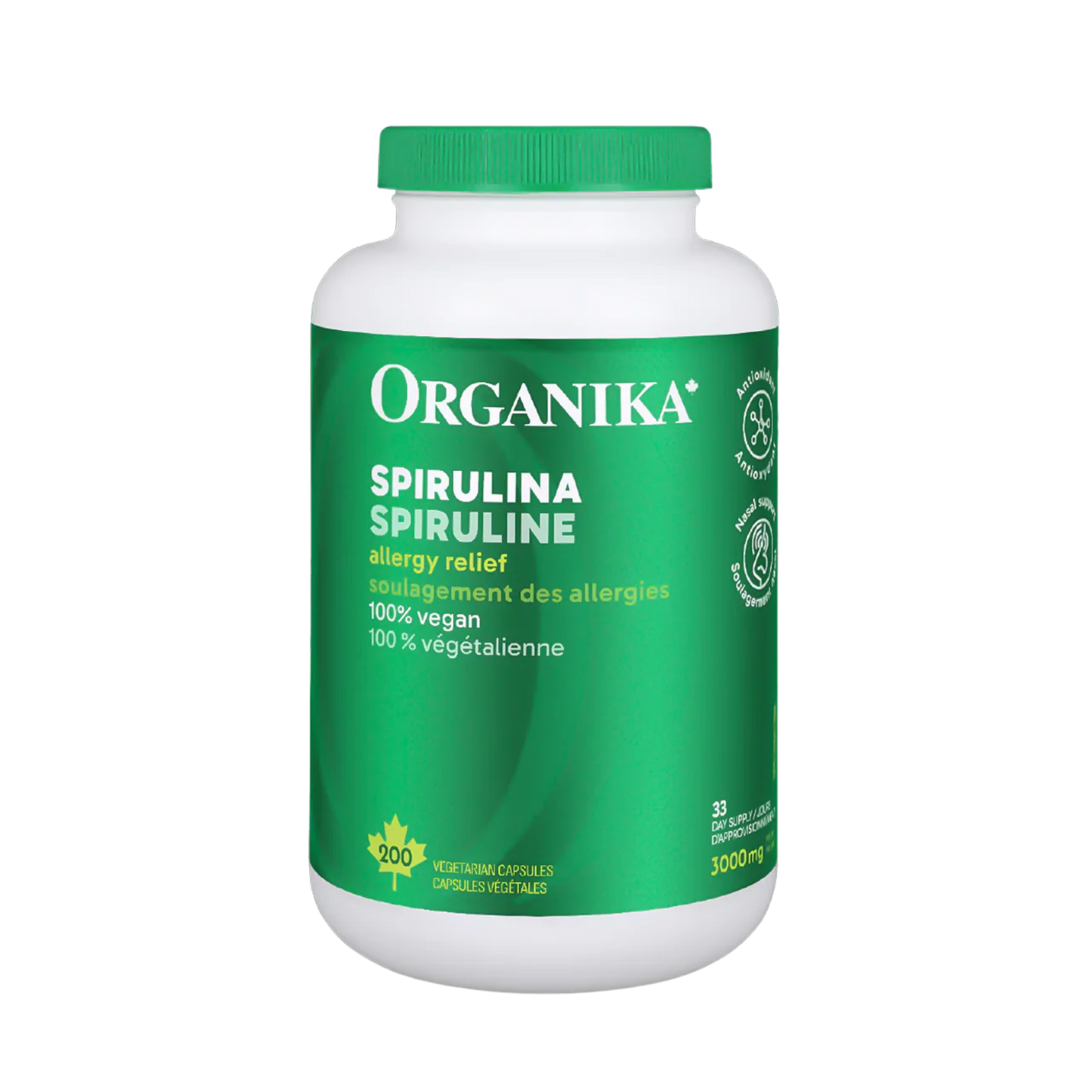 Organika Blue Green Algae Spirulina 500 mg 200 Capsules