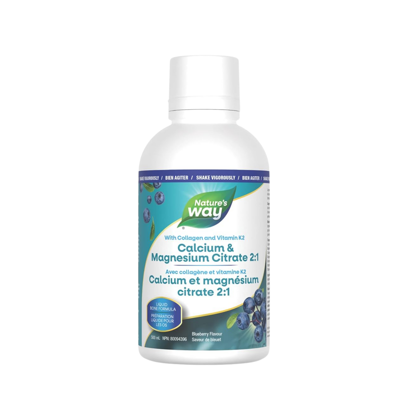 Nature's Way Calcium Magnesium Citrate 2:1 Liquid Bone Formula Blueberry 500 mL