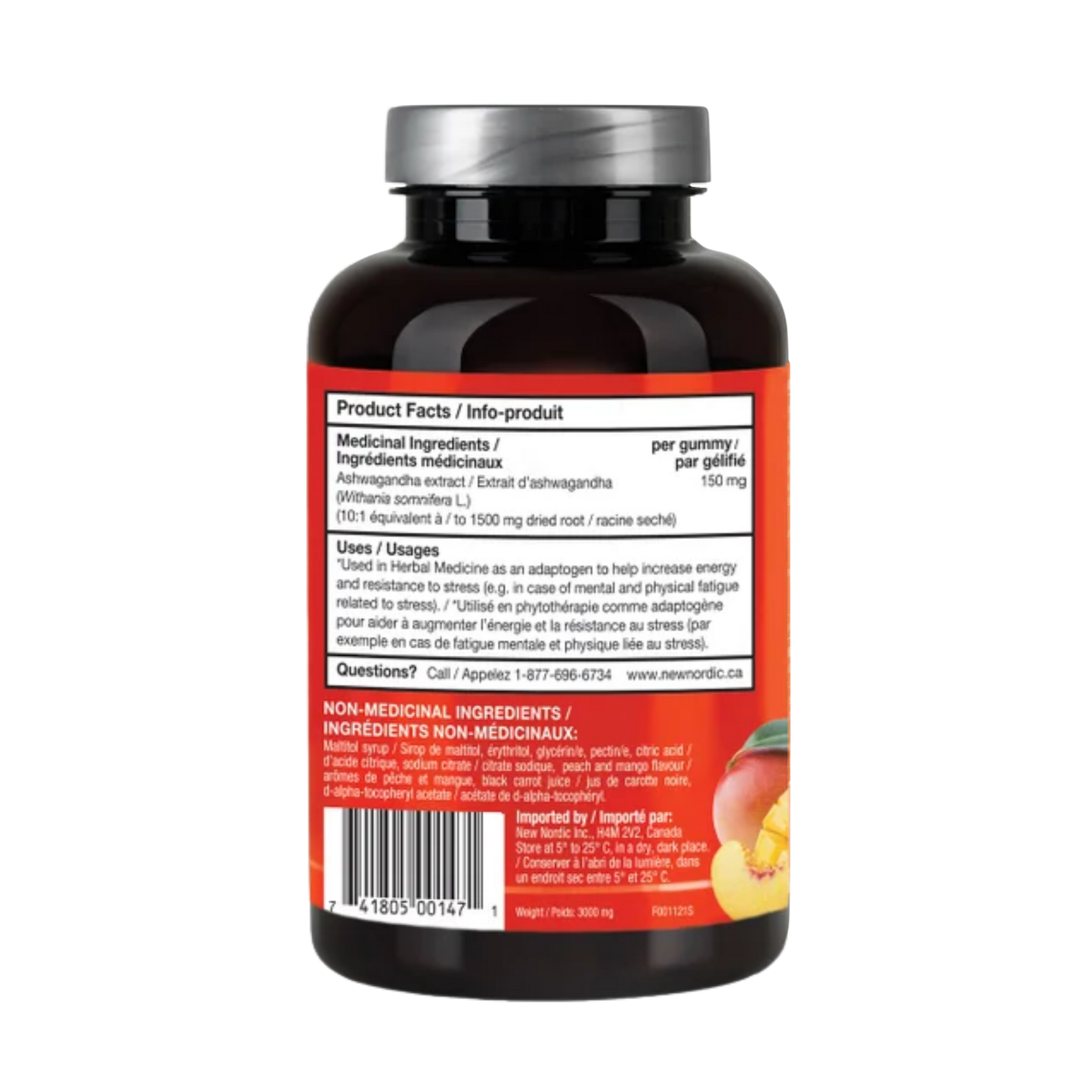 New Nordic Ashwagandha Gummies 60 Gummies Peach Mango